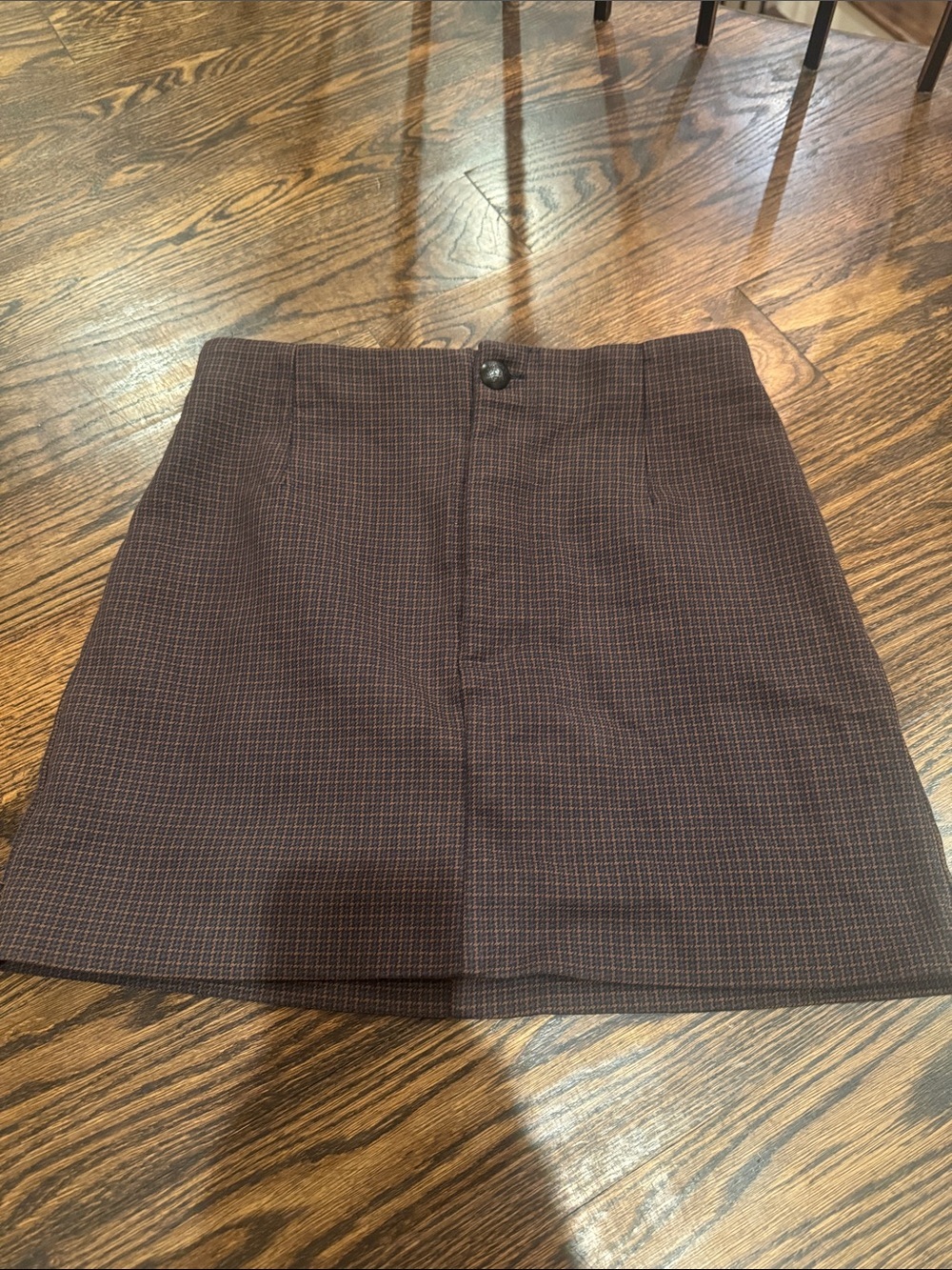 Zara Plaid Mini Skirt Brown Houndstooth High Waist